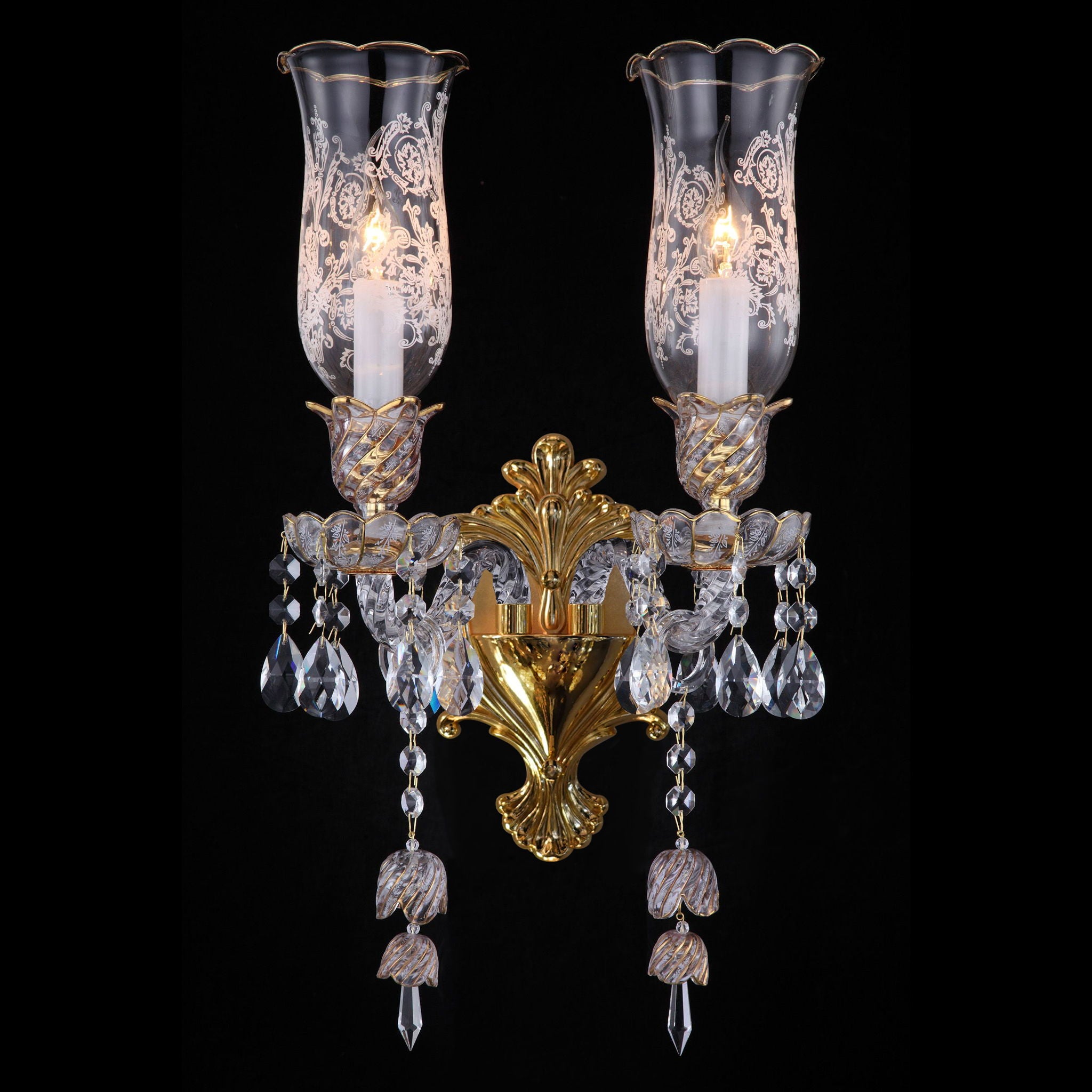 Michael Amini Lighting - Garnier 2-Light Traditional Crystal Wall Sconce - Gold