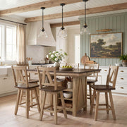 Lindsey Farm - 7 Piece Gathering Table Set - Natural & Brown