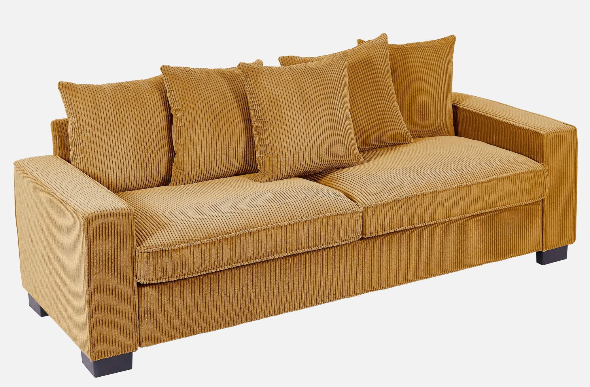 Luxe Sofa With 5 Matching Toss Pillows, Sleek Design, Spacious And Comfortable 3 Seater Couch