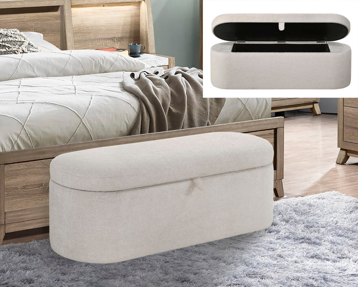 Philipa - Storage Bench - Oatmeal Tweed