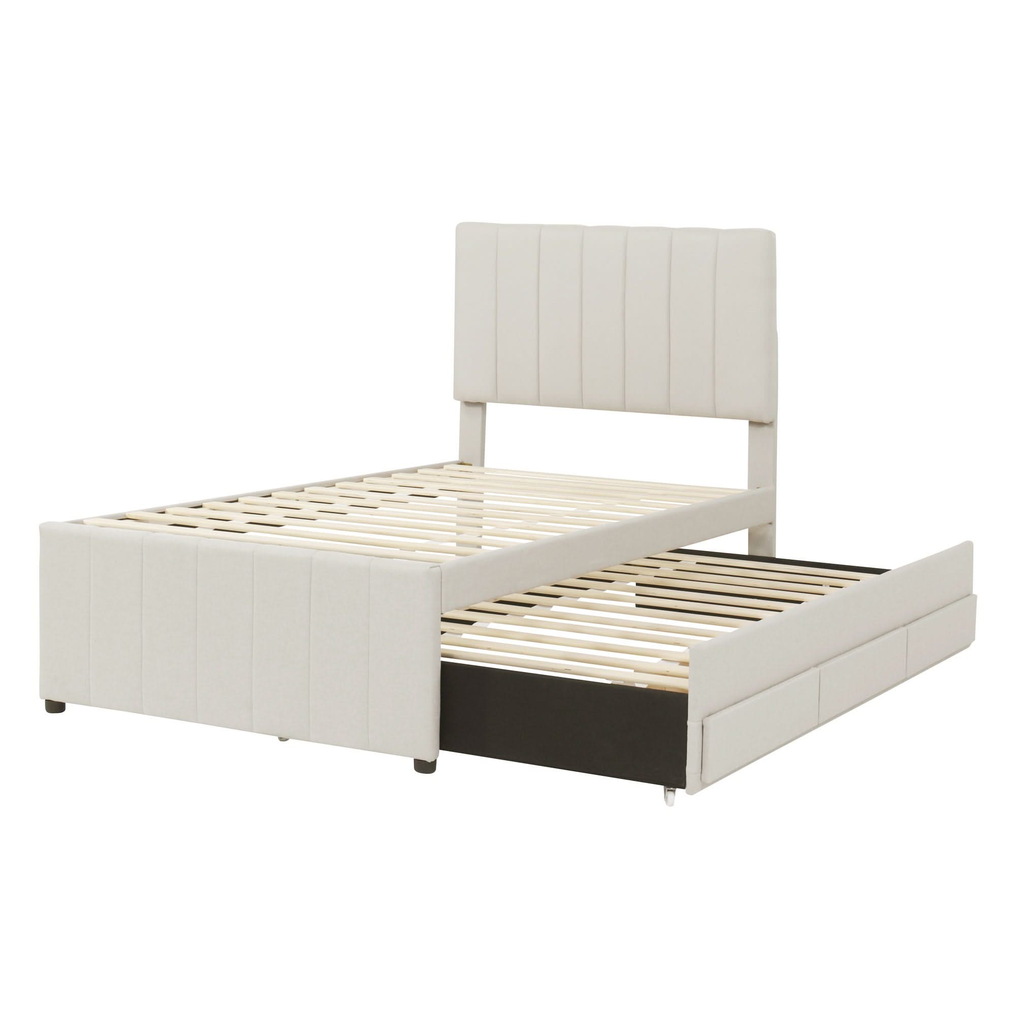 Upholstered Design Platform Bed With Trundle