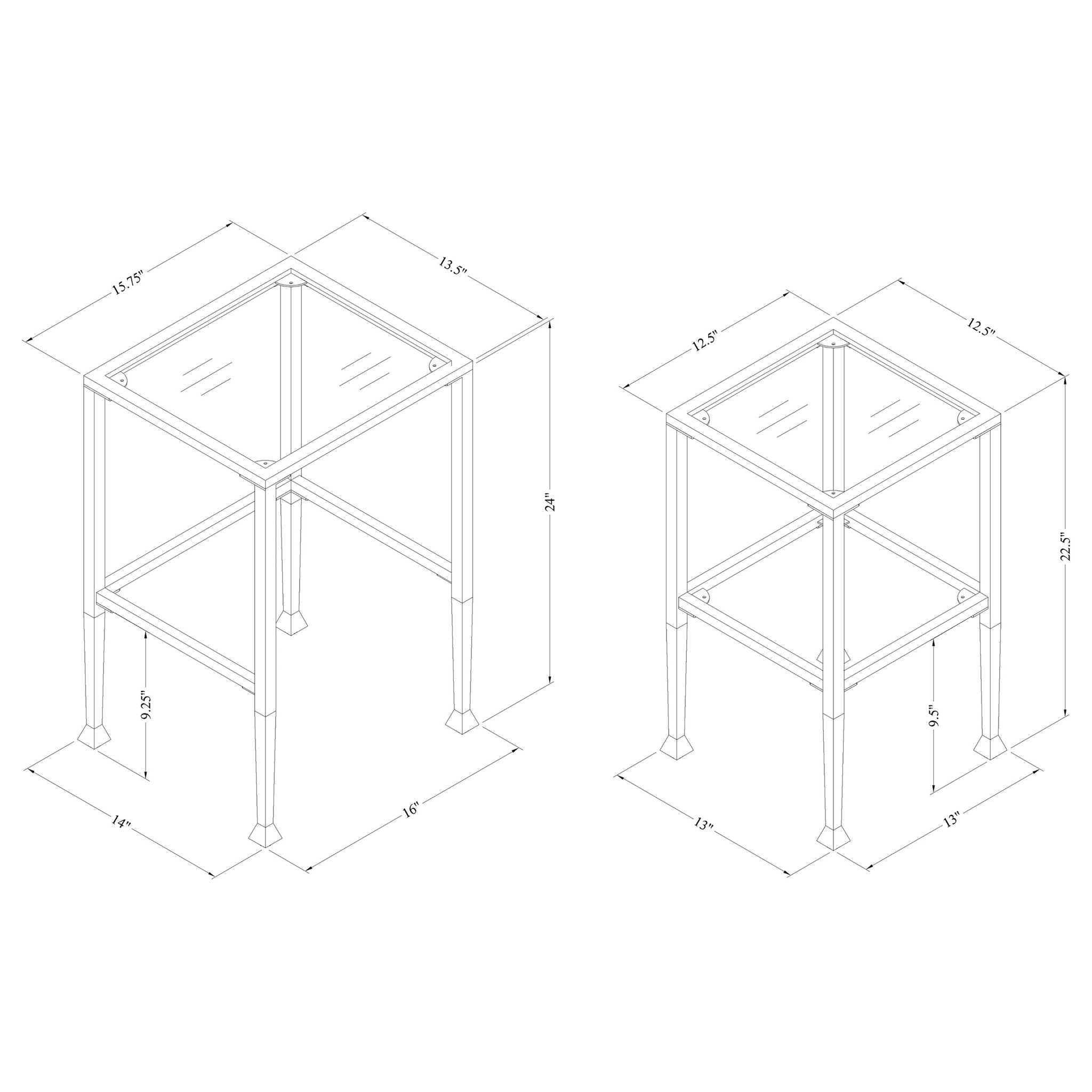Leilani 2-piece Glass Top Nesting Table Set Black