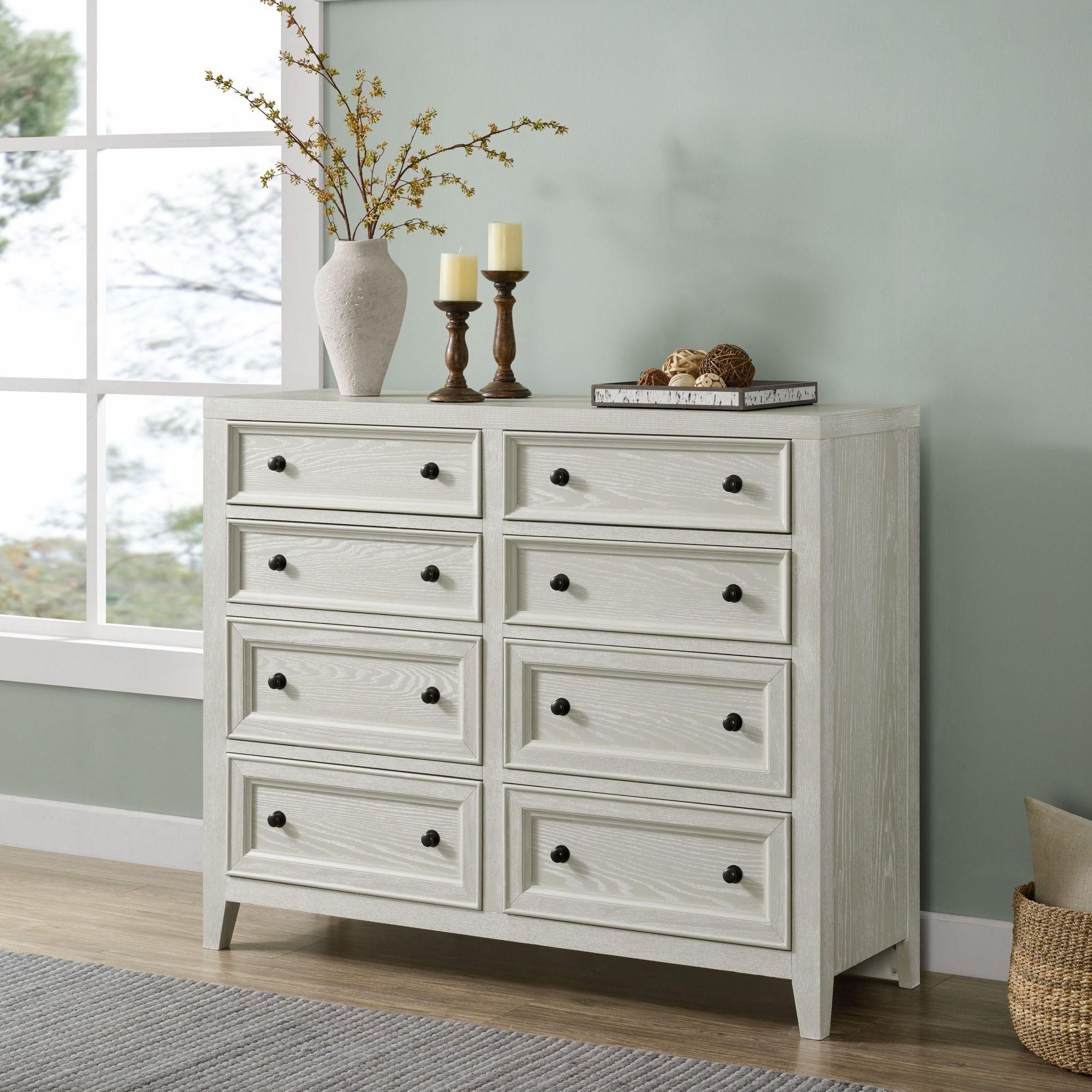 dresser with metal glides 8 Drawer Dresser With Framed Fronts And Smooth Metal Glides