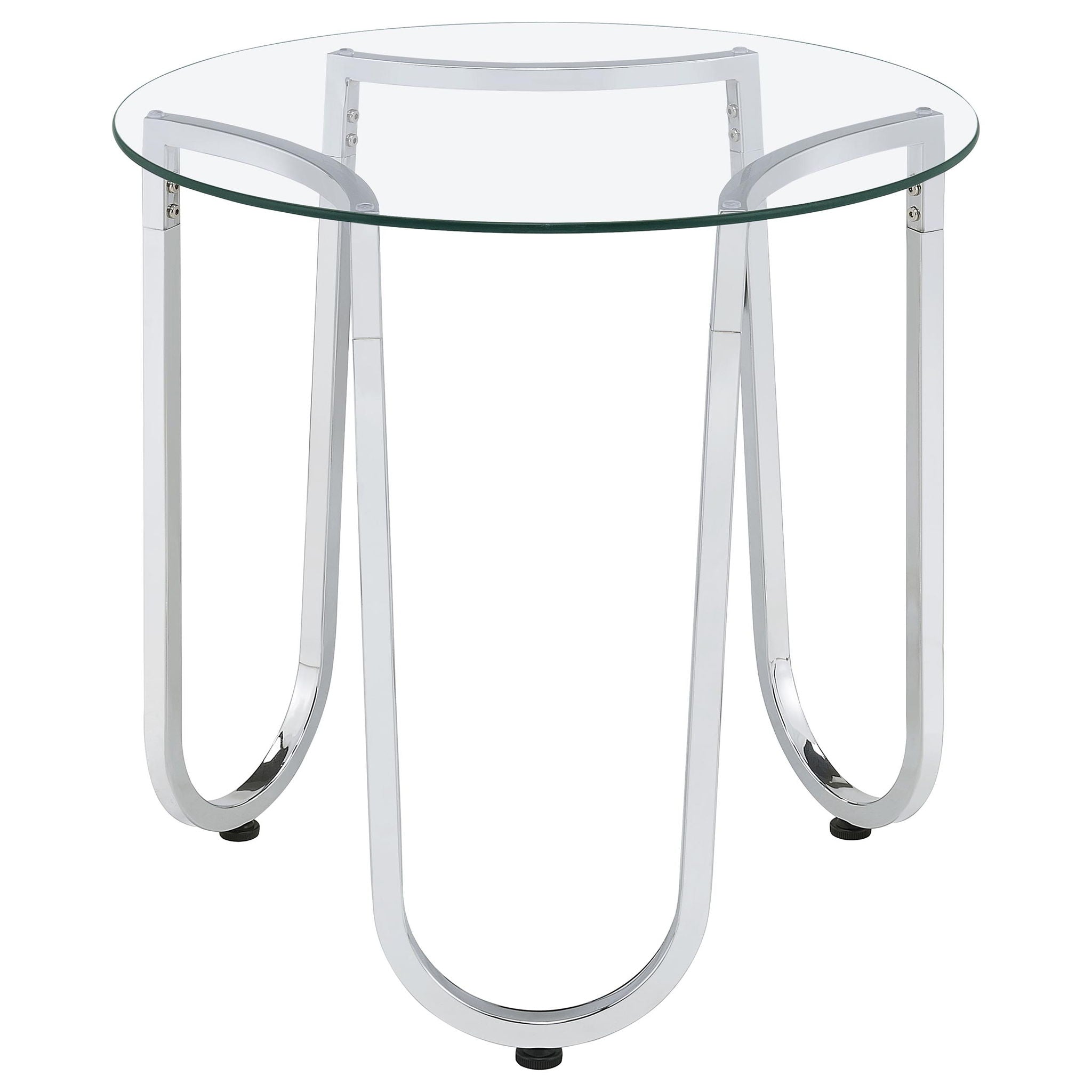 Beller 3-piece Round Tempered Glass Top Coffee Table Set Chrome