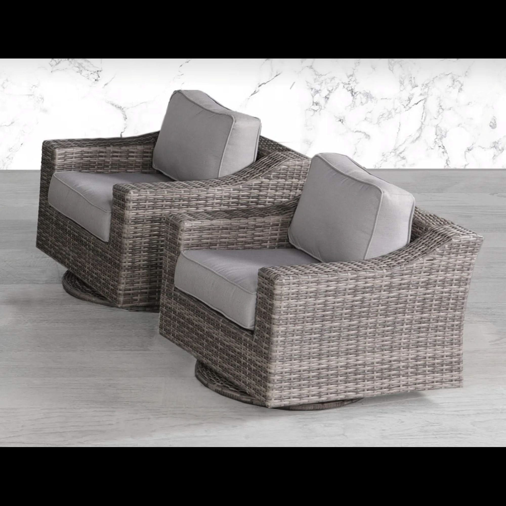 Swivel Patio Chair With Luxurious Cushions Perfect For Outdoor Relaxation (Set of 2) - Gray Mix