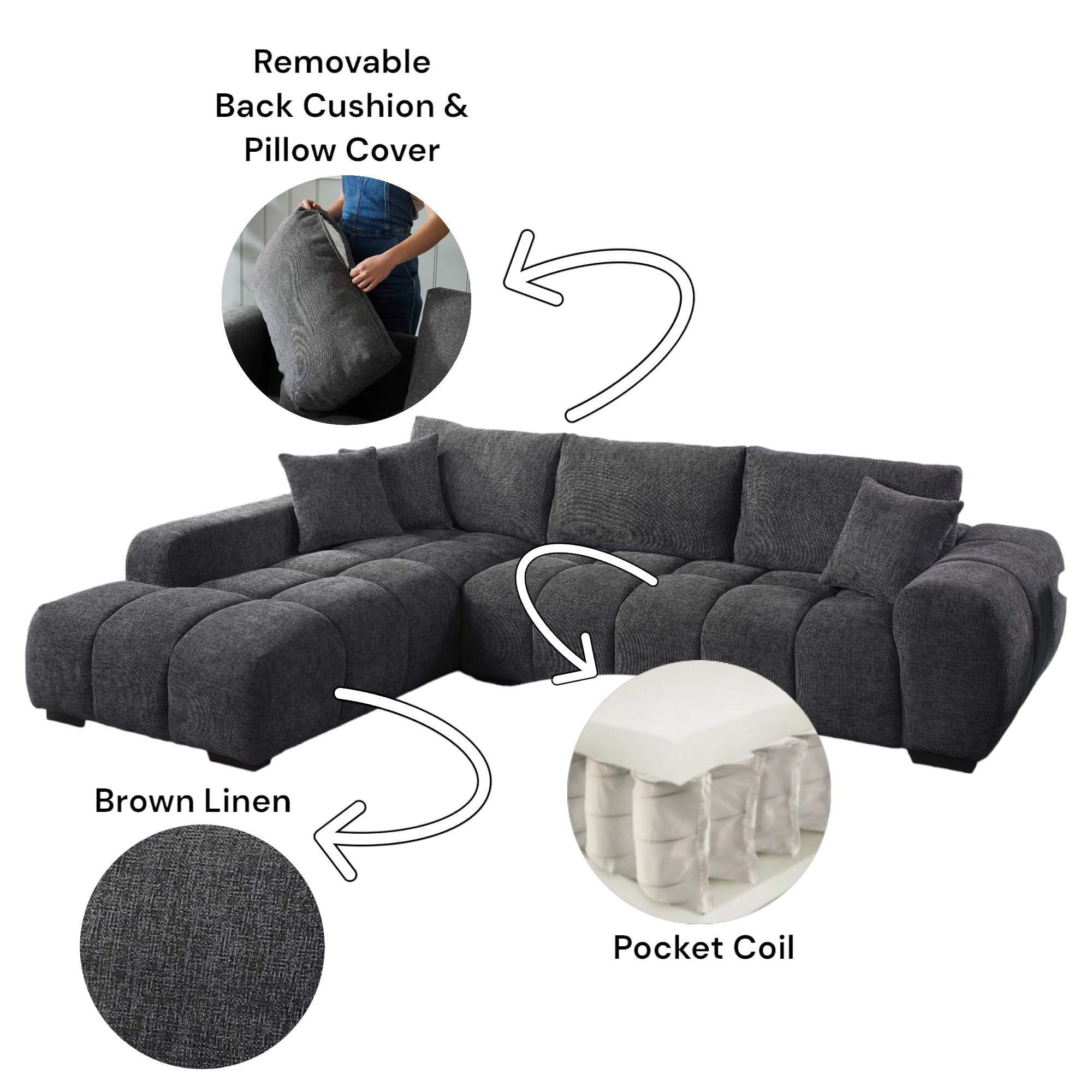 Chosen - Sectional Sofa With Toss Pillows And Chaise