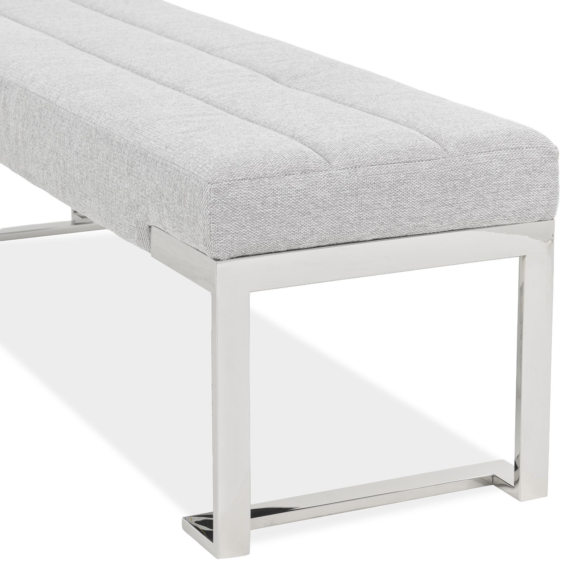 Signature Beds & Benches - Tulip Accent Bench - Gray / Chrome