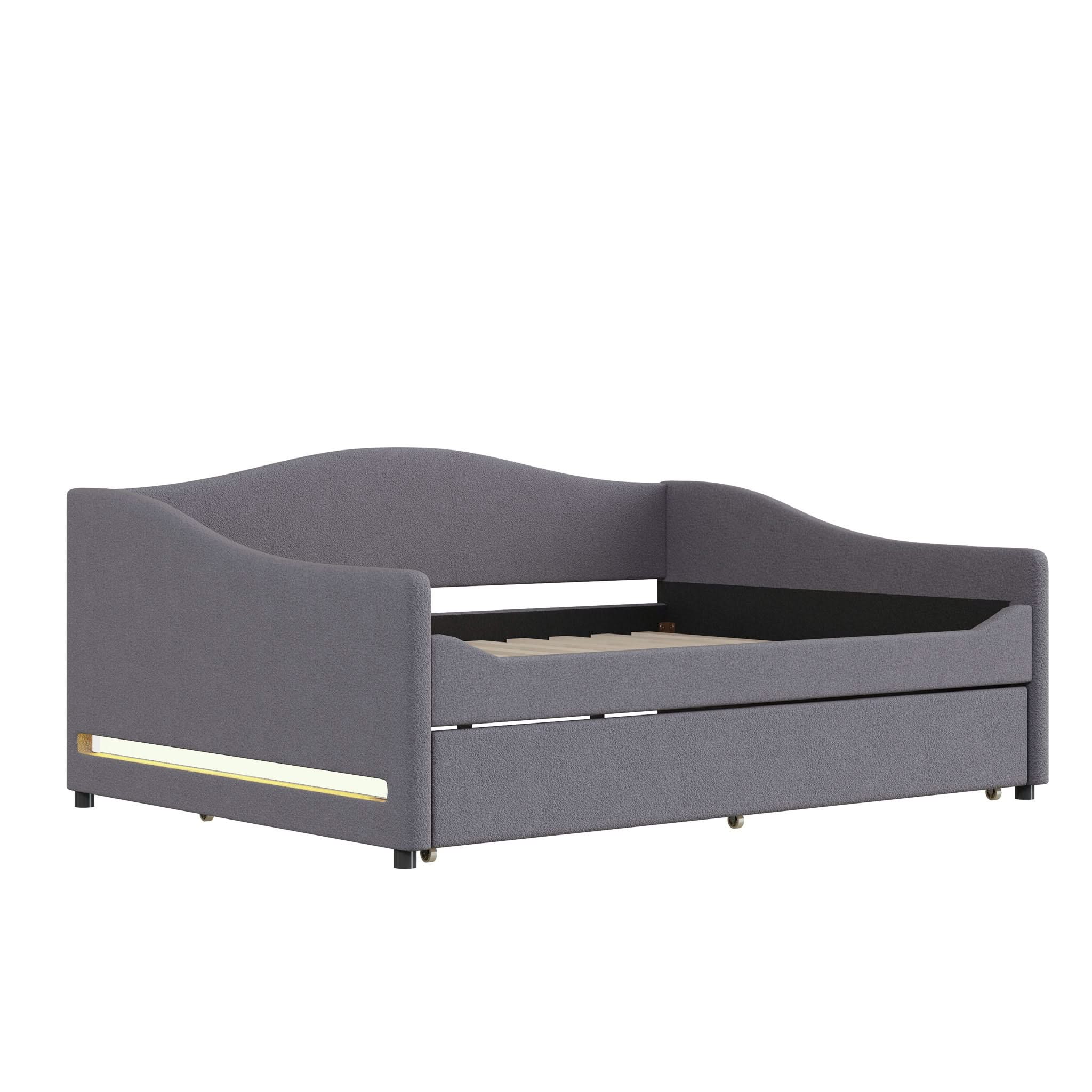 Upholstered Daybed With Light And Trundle