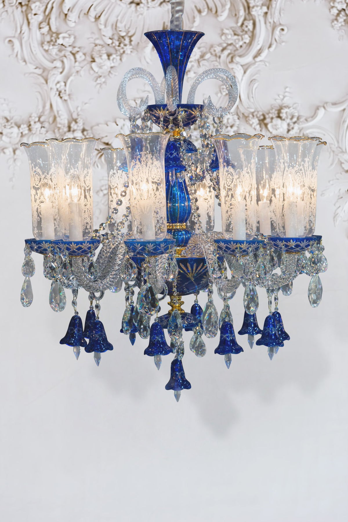 Michael Amini Lighting - Winter Palace 10-Light Traditional Crystal Chandelier - Royal Blue / Pearl Silver