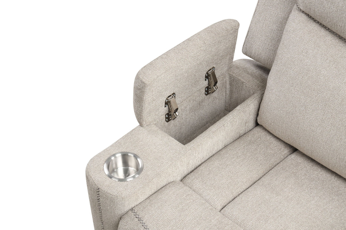 Galya - Motion Loveseat With Console - Light Gray