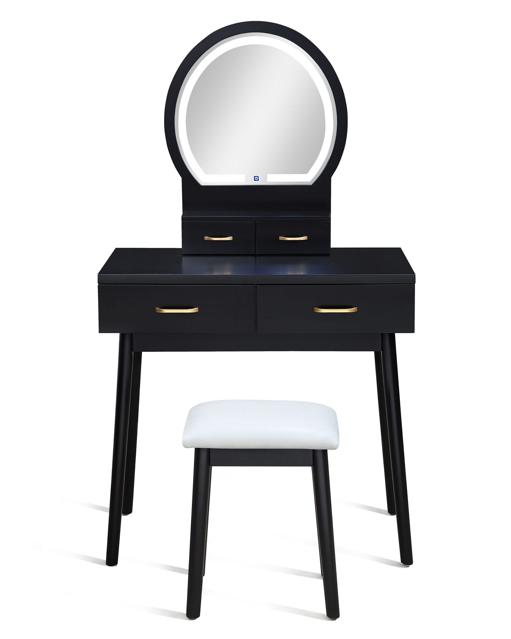 Cecilia - Vanity Table & Stool - Black