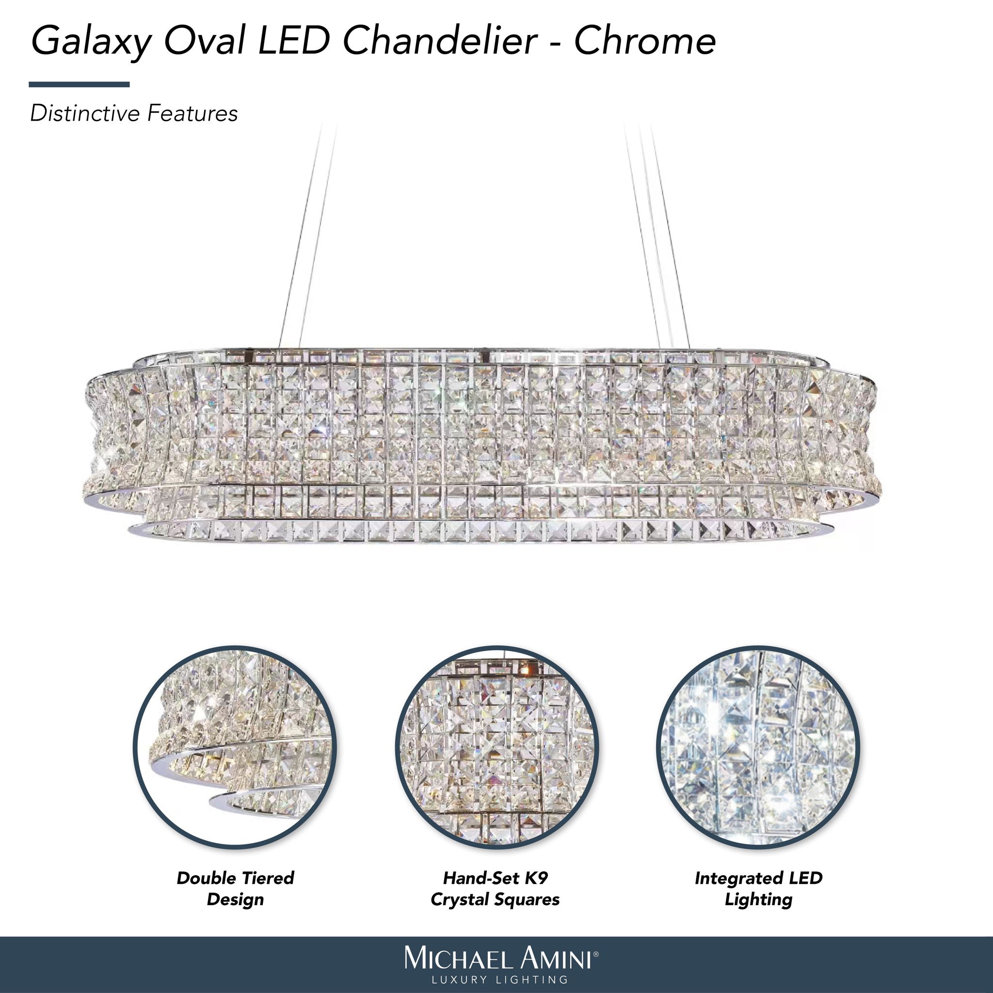 Michael Amini Lighting - Galaxy Oval LED Crystal Chandelier - Chrome