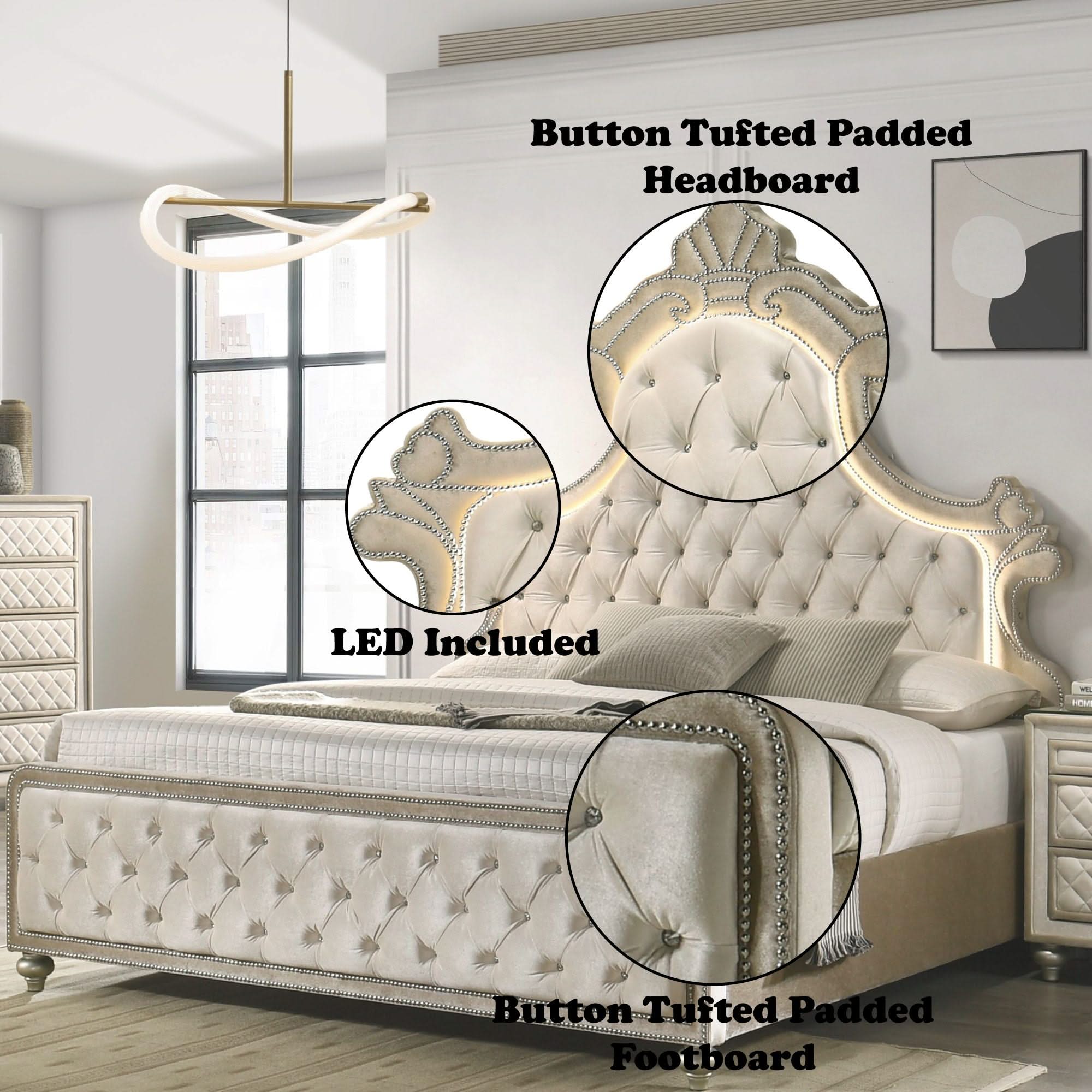 Lucienne - Bed With LED Lighting