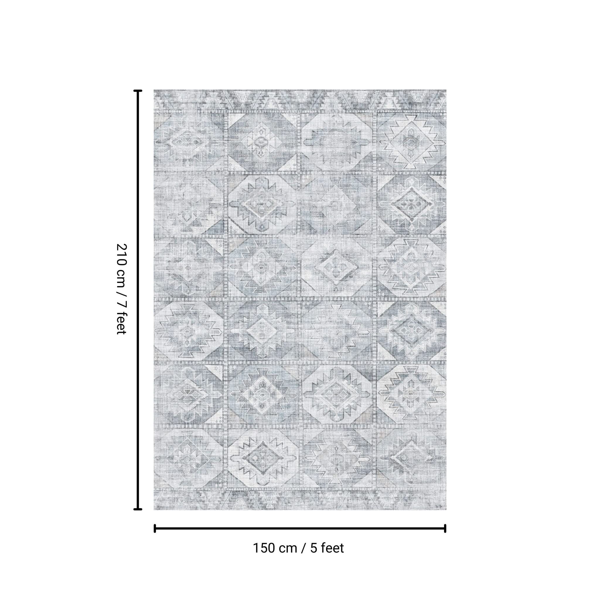 Toucan - 5' X 7' Washable Non - Slip Area Rug - Silver