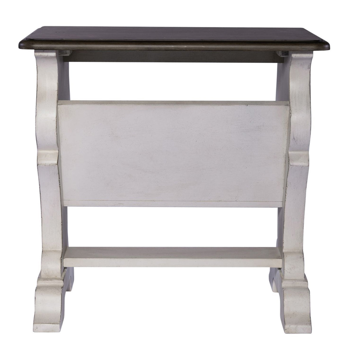 Abbey Road - Library Chair Side Table - Porcelain White / Churchill Brown