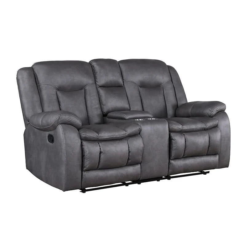 Morello Gray Reclining Console Loveseat