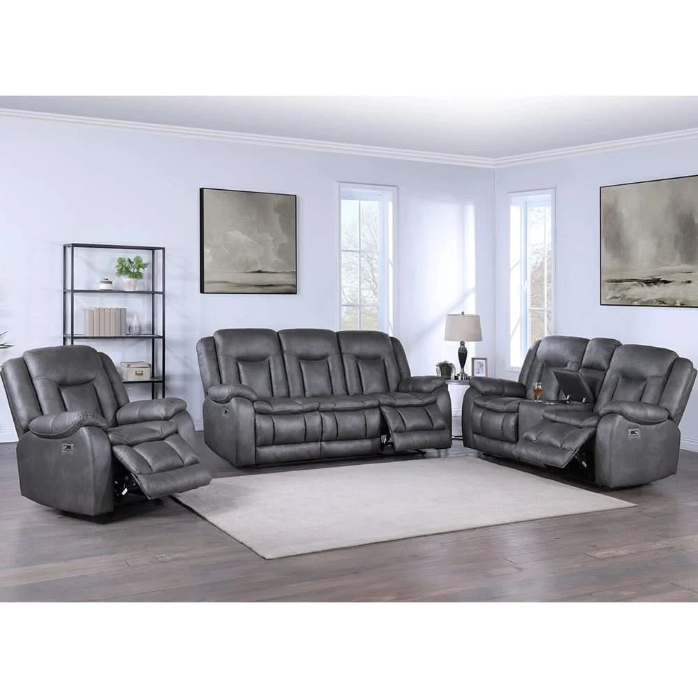 Morello Gray Reclining Console Loveseat