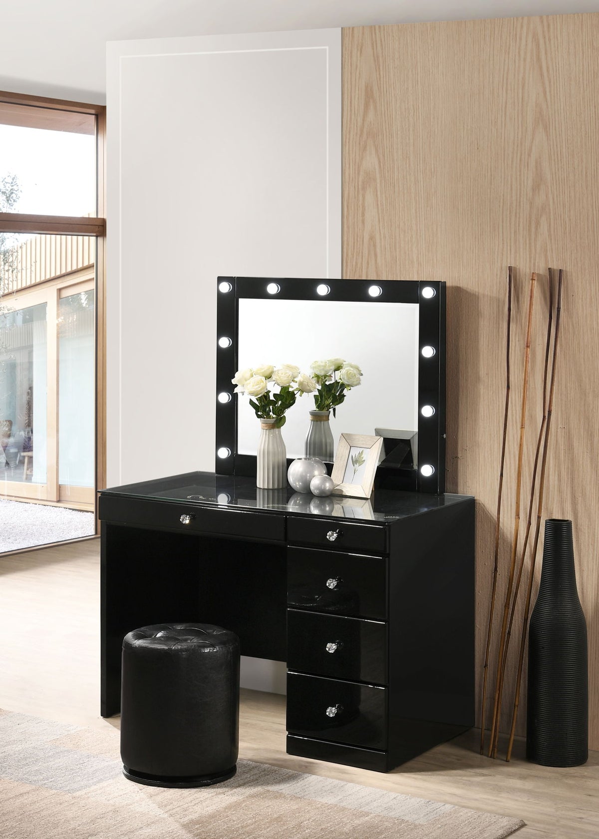 Morgan - Round Swivel Stool - Black