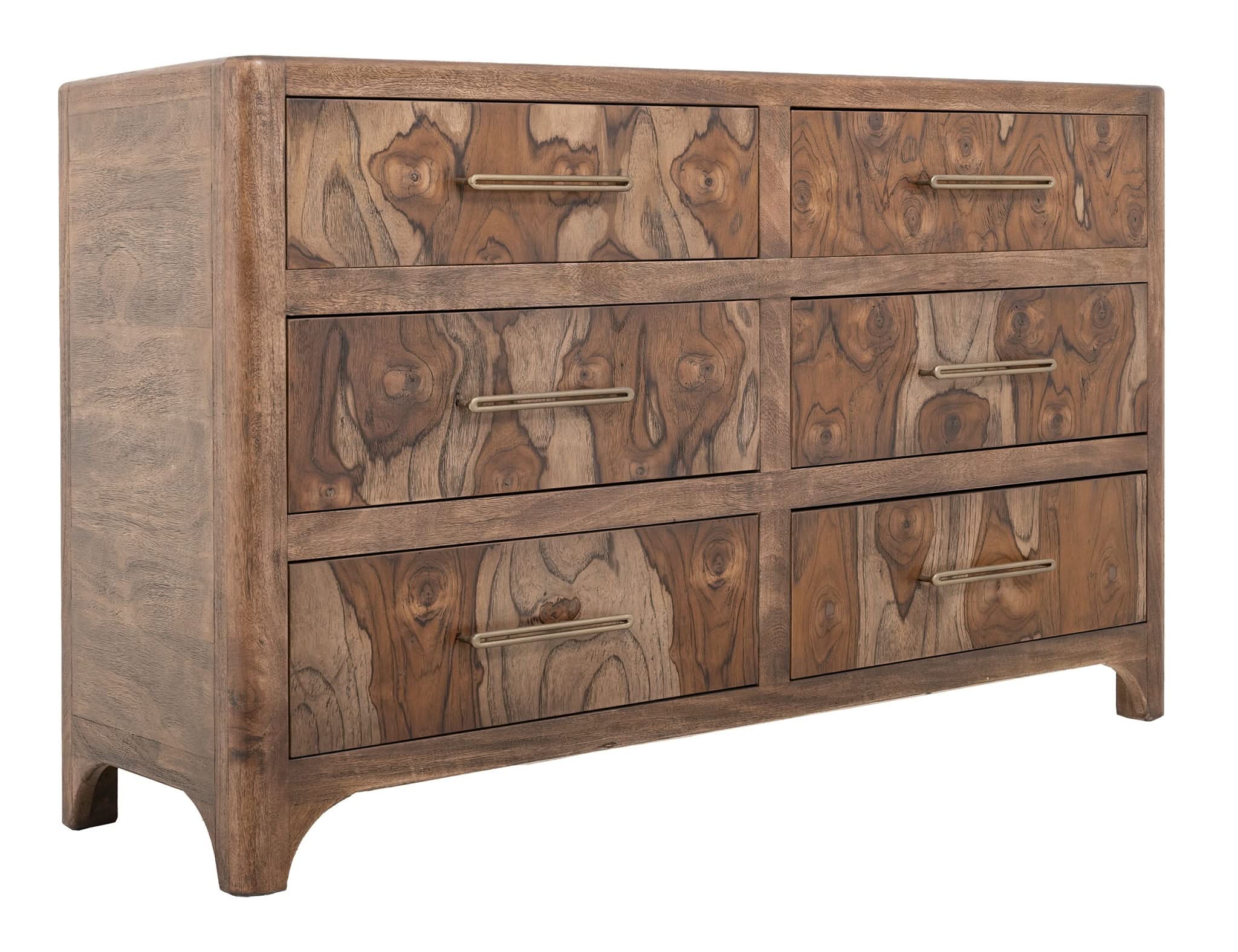 Praga - 6-Drawer Dresser - Almond / Barrel Brown