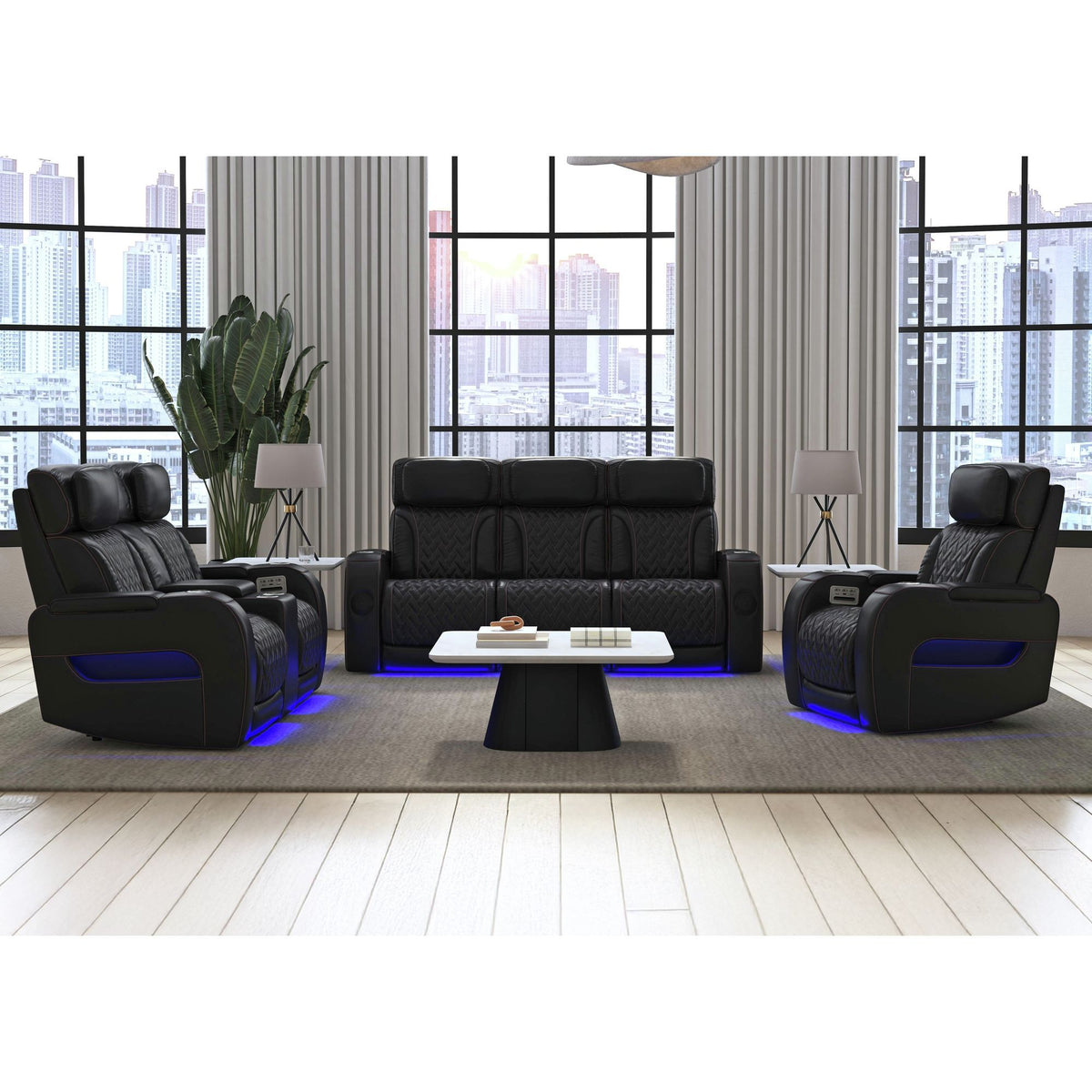 Prime Time - P3 Loveseat With LED, Wireless Charger Pocket, And Console