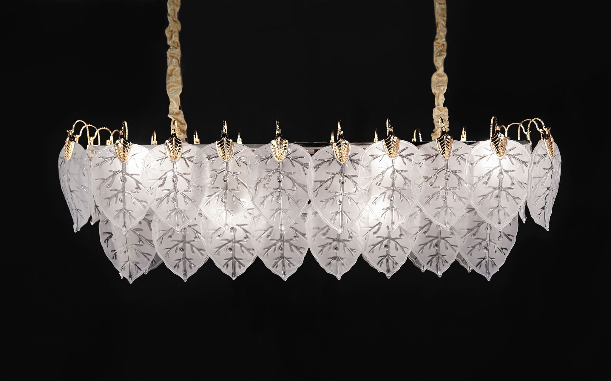 Michael Amini Lighting - Autumn 12-Light Rectangular Chandelier - Frost / Gold