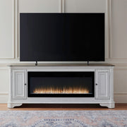 Fireplace TV Consoles - 244 82" Console With Fire FTS - White