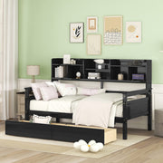 Daybed, Slat Support, With Bedside Shelves And 2 Drawers