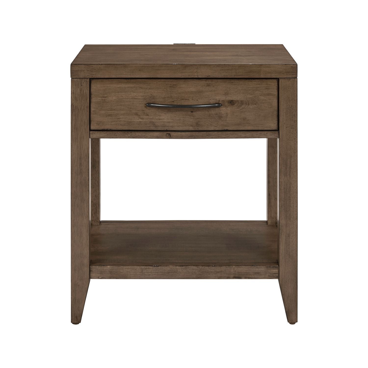 Shaker Lakes - Open Nightstand With Charging Station - Harvest Brown
