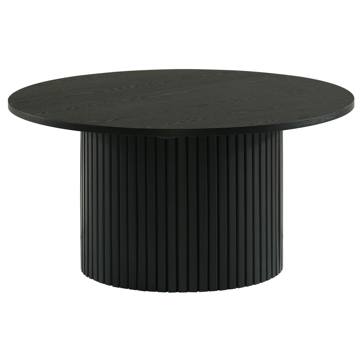 Hamlyn 2-piece Round Fluted Coffee and End Table Set Black