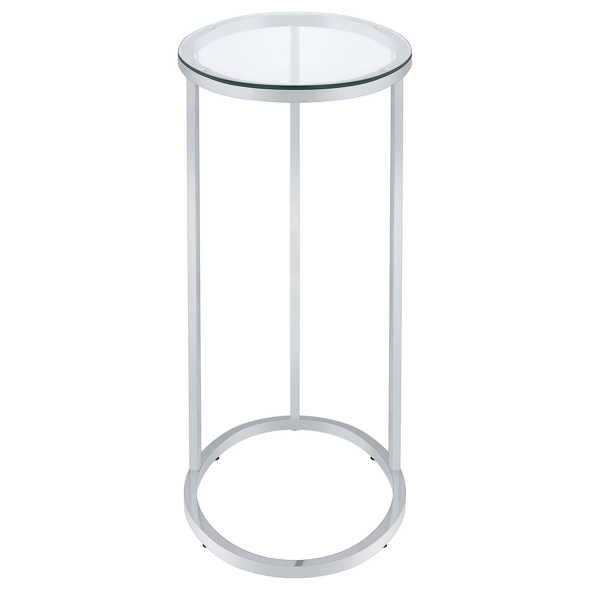 Kyle Oval Glass Top C-Shaped Sofa Side Table Chrome