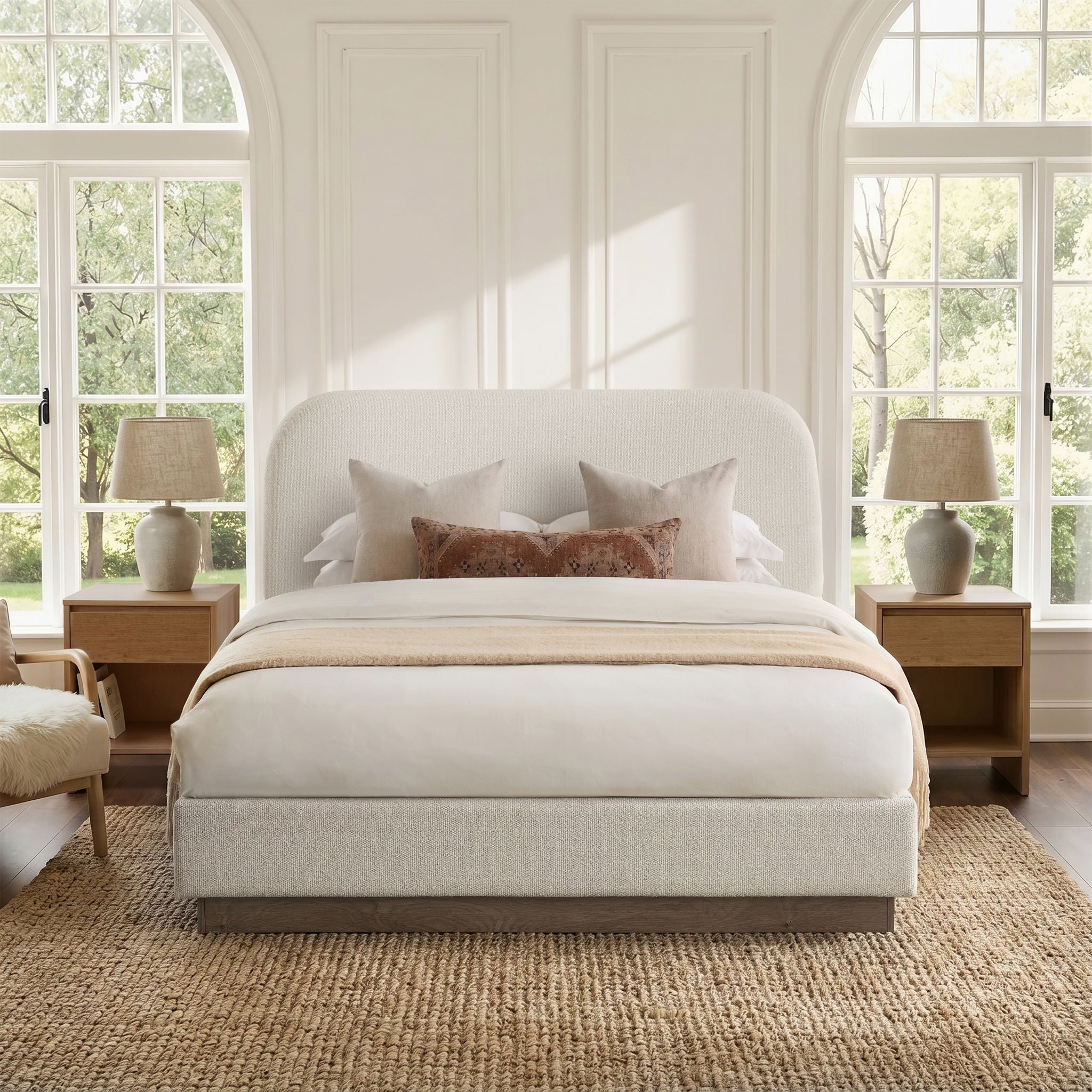 Linton - Upholstered Platform Bed With Curved Headboard