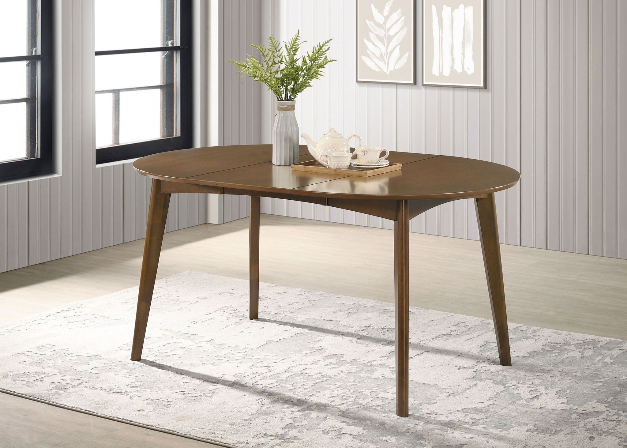 Jedda Oval 60-inch Extension Leaf Dining Table Dark Walnut