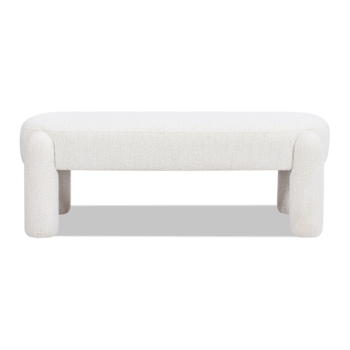 Hugo - Oval Fully Upholstered Bench - Milk Cream White