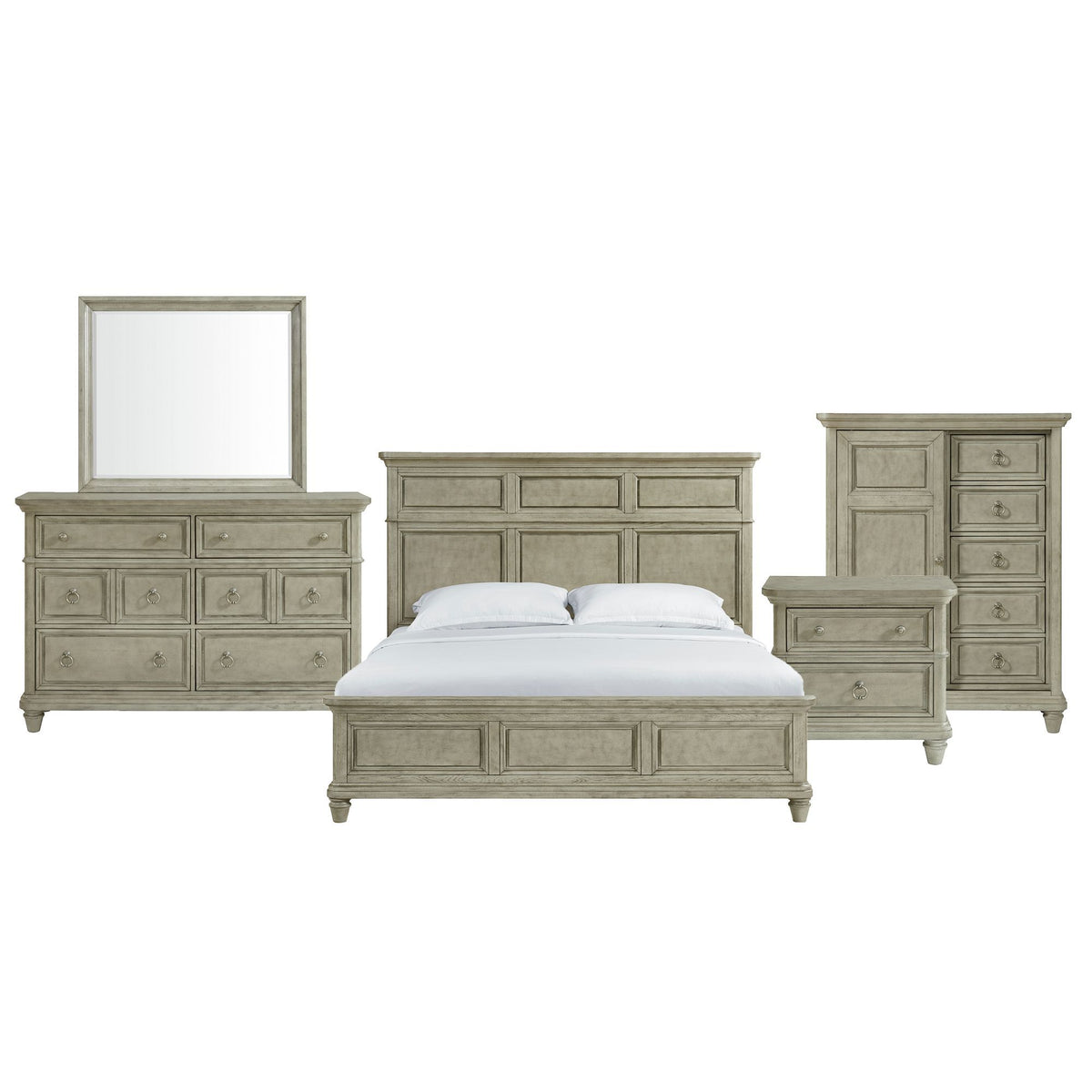 Whit-Ash - Panel Bedroom Set With Door Chest