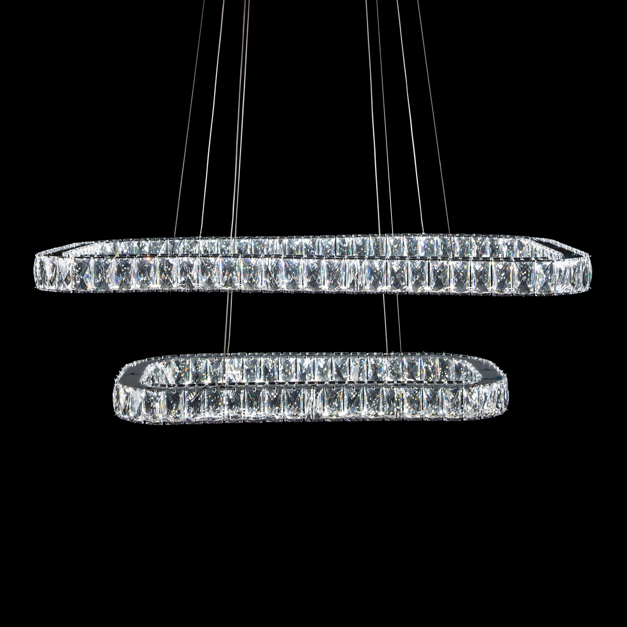 Michael Amini Lighting - Enterprise Modern Rectangular Crystal Chandelier - Chrome