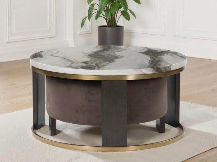 Jazmore - Nesting Cocktail Tables (Set of 2) - Brown / Brass Finish