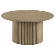 Hamlyn Round Fluted Occasional Cocktail Coffee Table Natural Oak