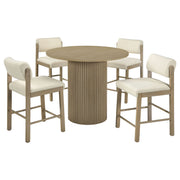 Hamlyn 5-piece Round Wood Counter Height Dining Set Cream and Natural Oak