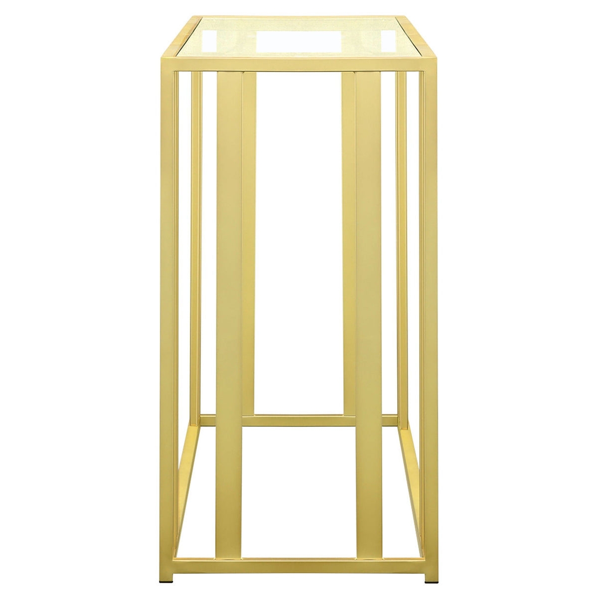 Adri Glass Top Entryway Console Table Matte Brass