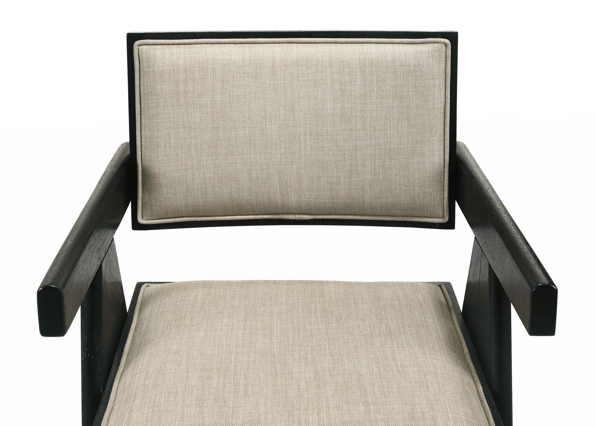 Jasper - Dining Arm Chairs With Upholstered Seat (Set of 2) - Ebony Black / Beige