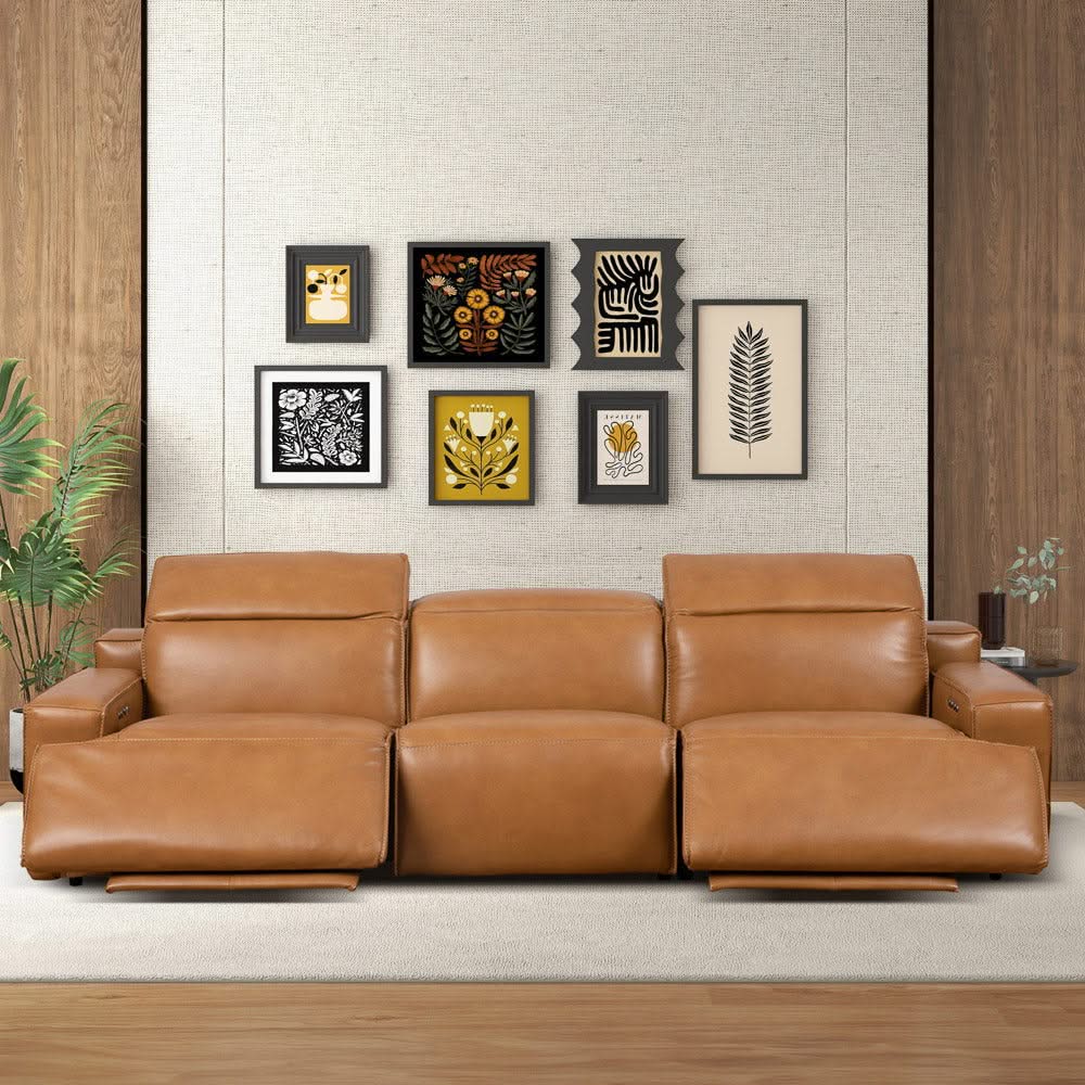Urbana - Triple Power Recliner Sofa - Tan