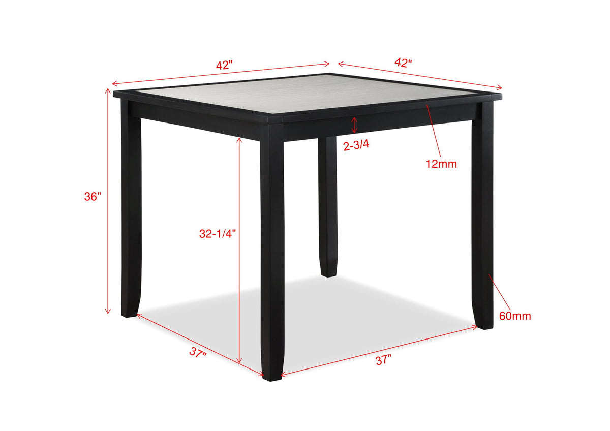 Salvador - 5 Piece Counter Height Set - Charcoal / White
