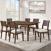 Canton Brown 7-Piece Dining Set with Upholstered Oatmeal Chairs