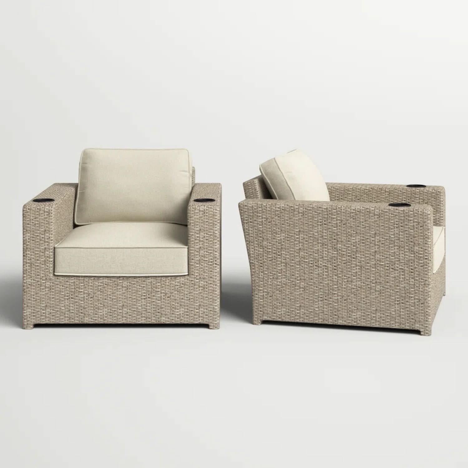 Outdoor Lounge Chairs With Cushions, Weather Resistant - Gray Mix