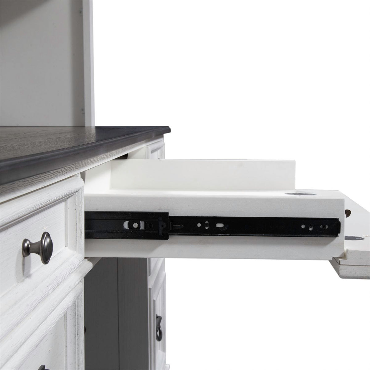 Allyson Park - Credenza & Hutch - Wirebrushed White / Charcoal