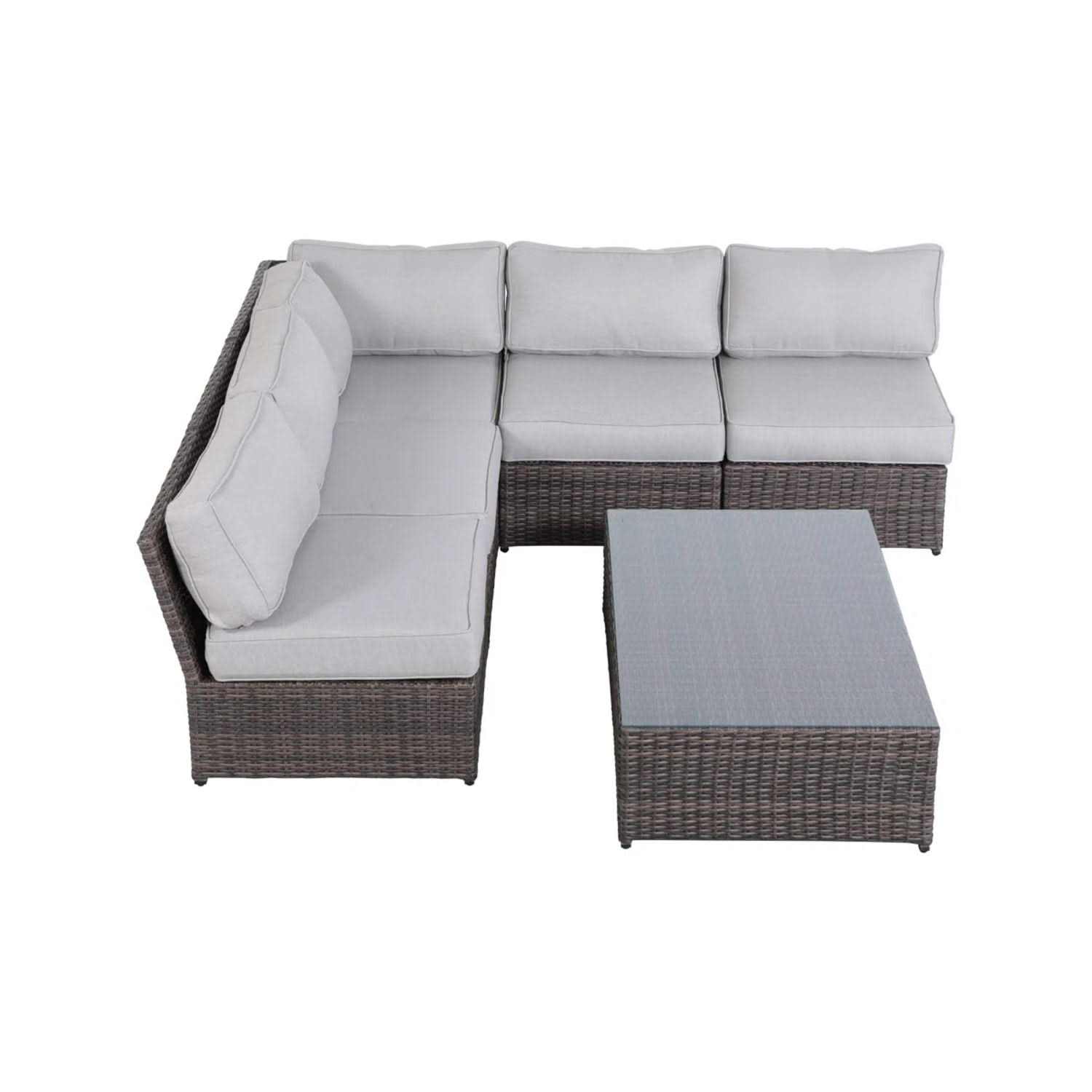 Comfortable Modern Patio Rattan Sectional Set With Cushions