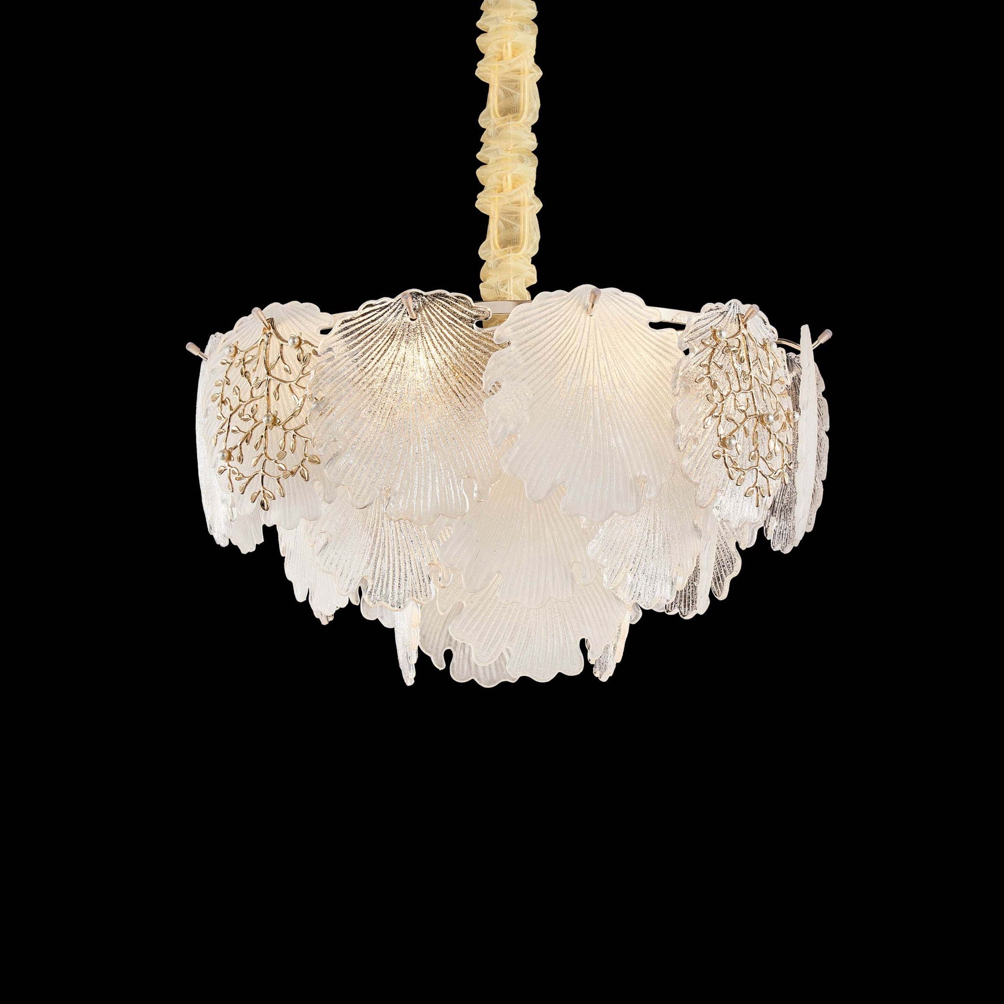 Michael Amini Lighting - Almara 7-Light Frosted Glass Chandelier - Frost / Gold
