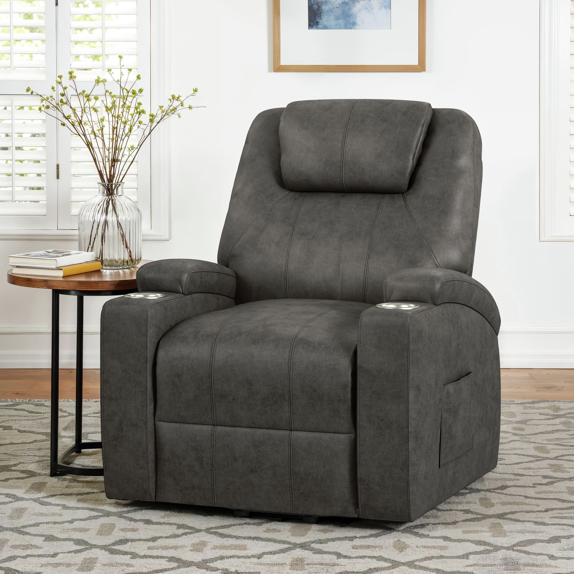 Kenmore - P1 Lift Chair With Heat Massage - Simba Dark Gray