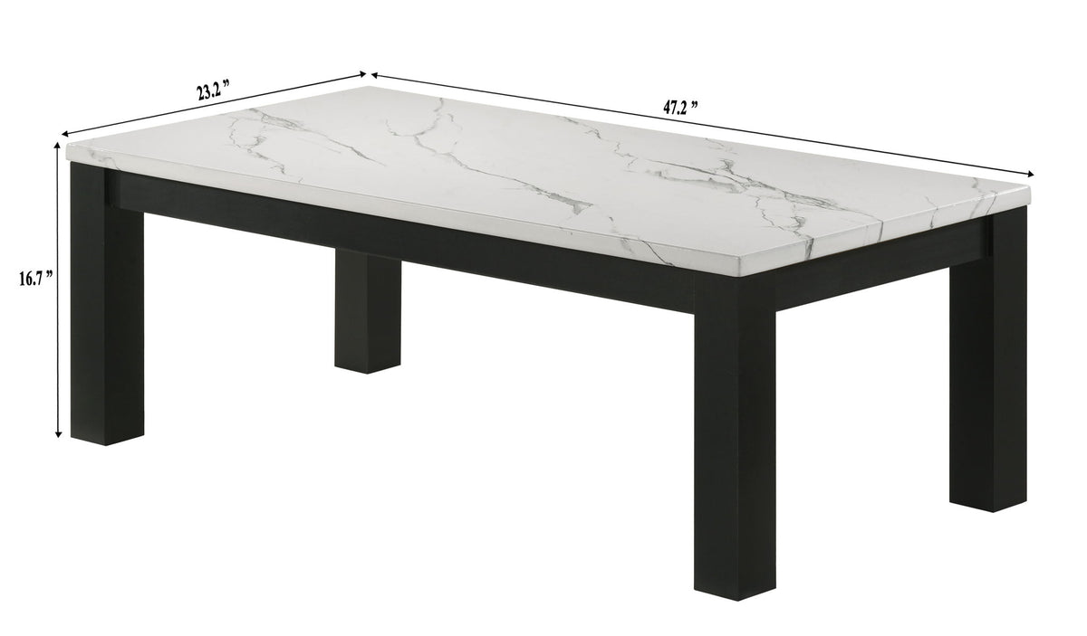 Ivy - 3 Piece Faux Marble White Cocktail Set - White / Black