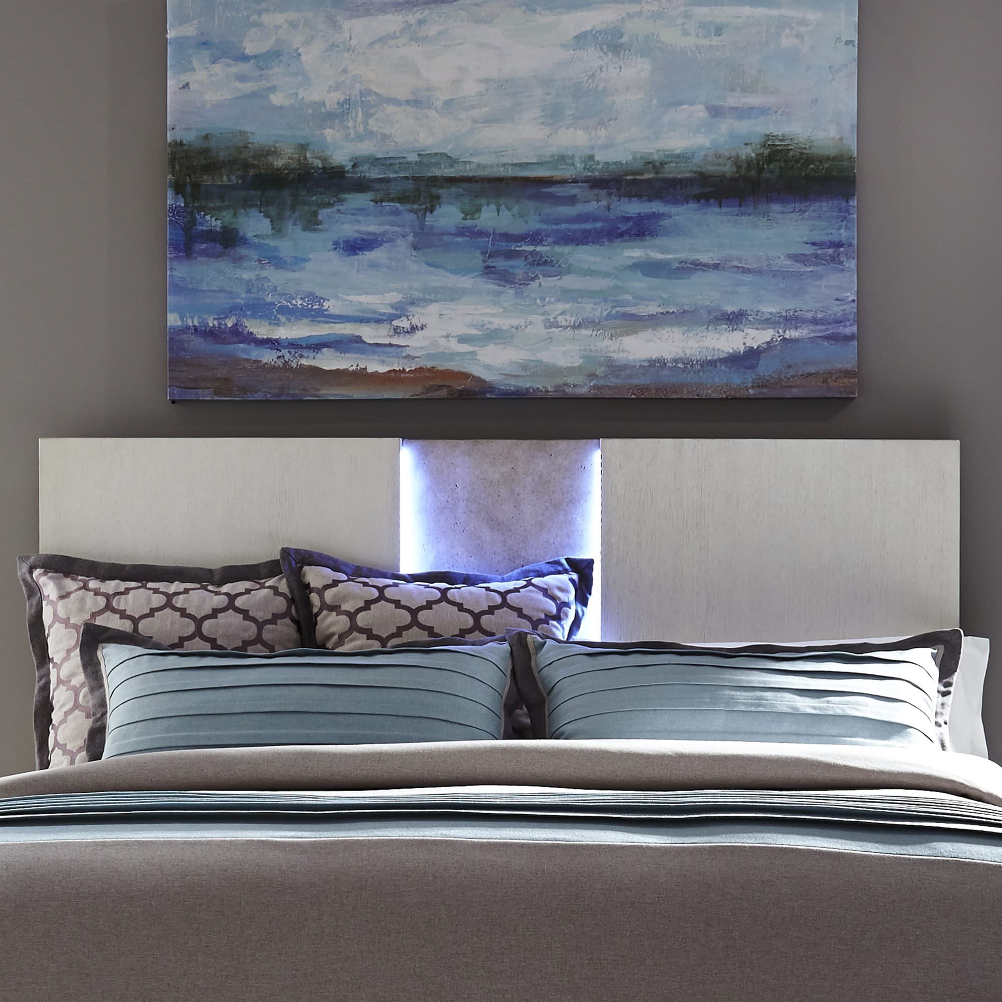 Mirage - King Travertine Panel Headboard - Wirebrushed White